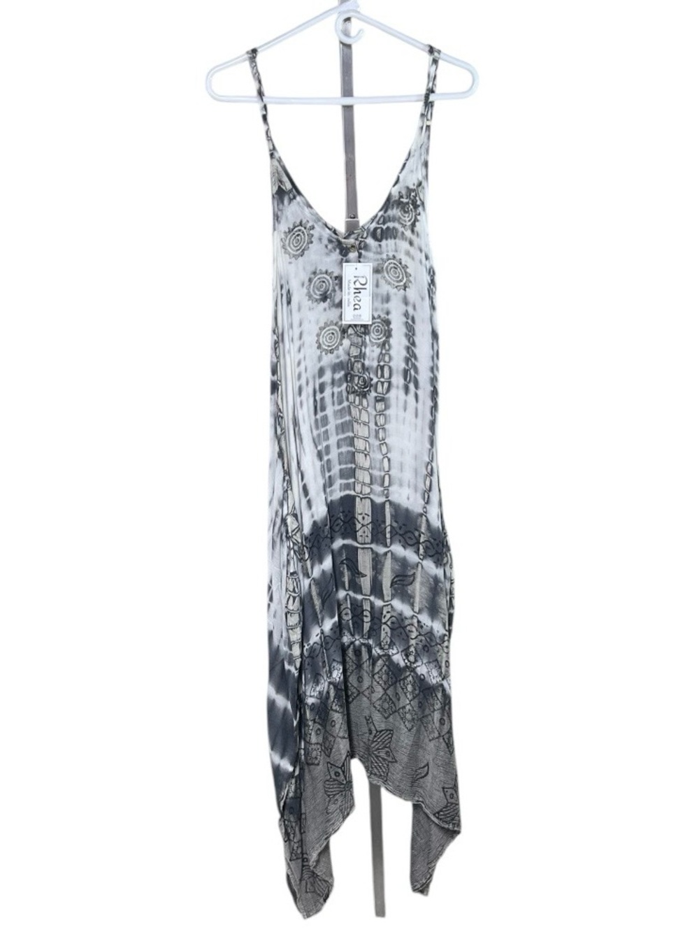 Rhea Boho Print Harem Jumpsuit Adjustable Straps Grey Black Beige XS/Small NEW